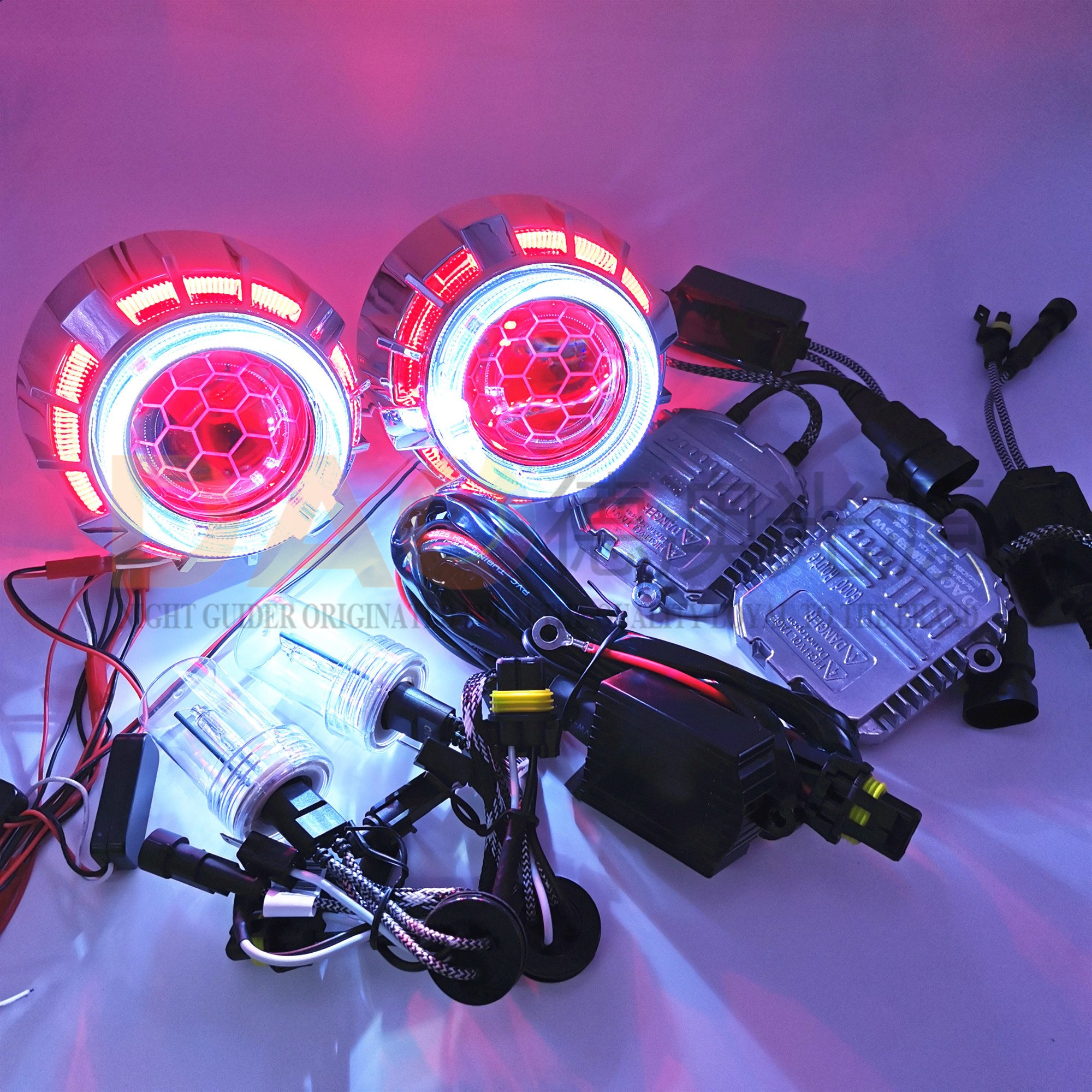 Auto25 inch Bi Xenon Koito HID projector headlights for car Double led Angel Eyes other Car Accessories h7 h11 9005 universal