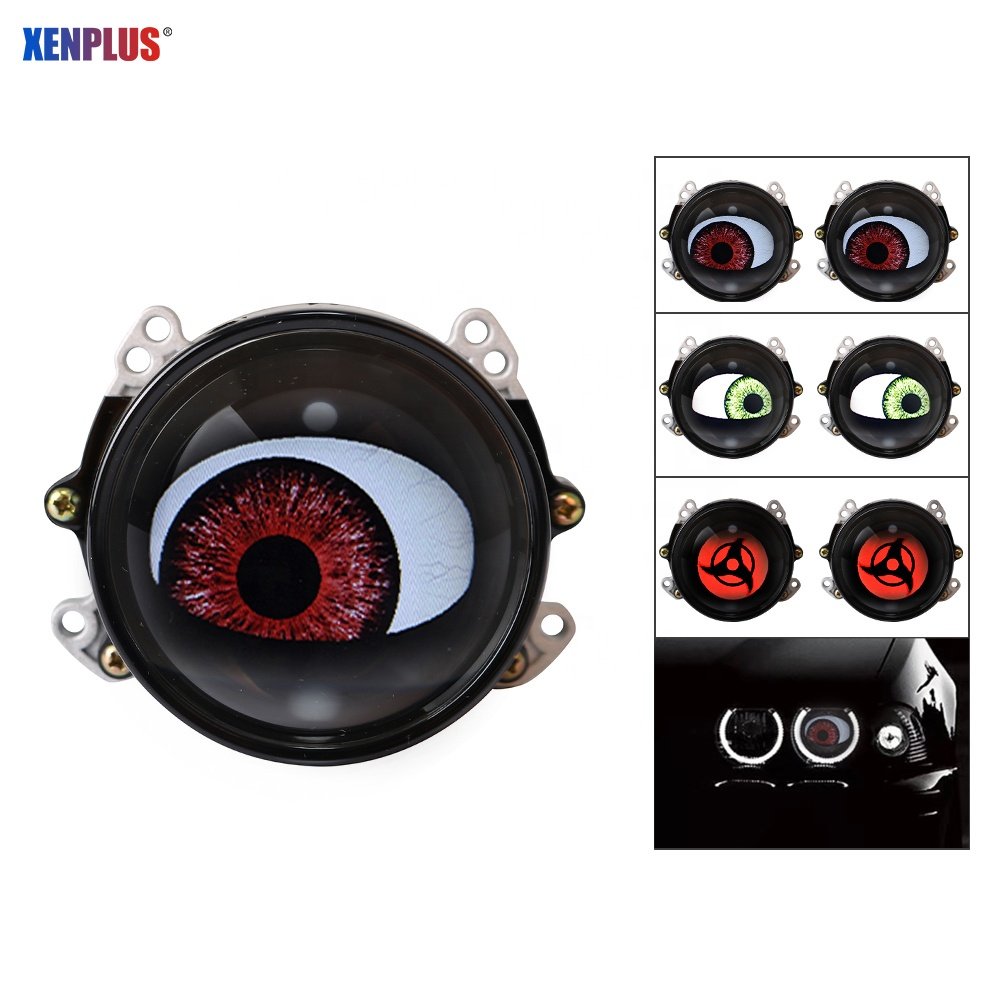 Xenplus New 12V Dynamic Blink Eyes Led Headlights Lens 3.0 Inch Bi Led Projector Car Bulbs Eagle Eye Light Car Light Accessories
