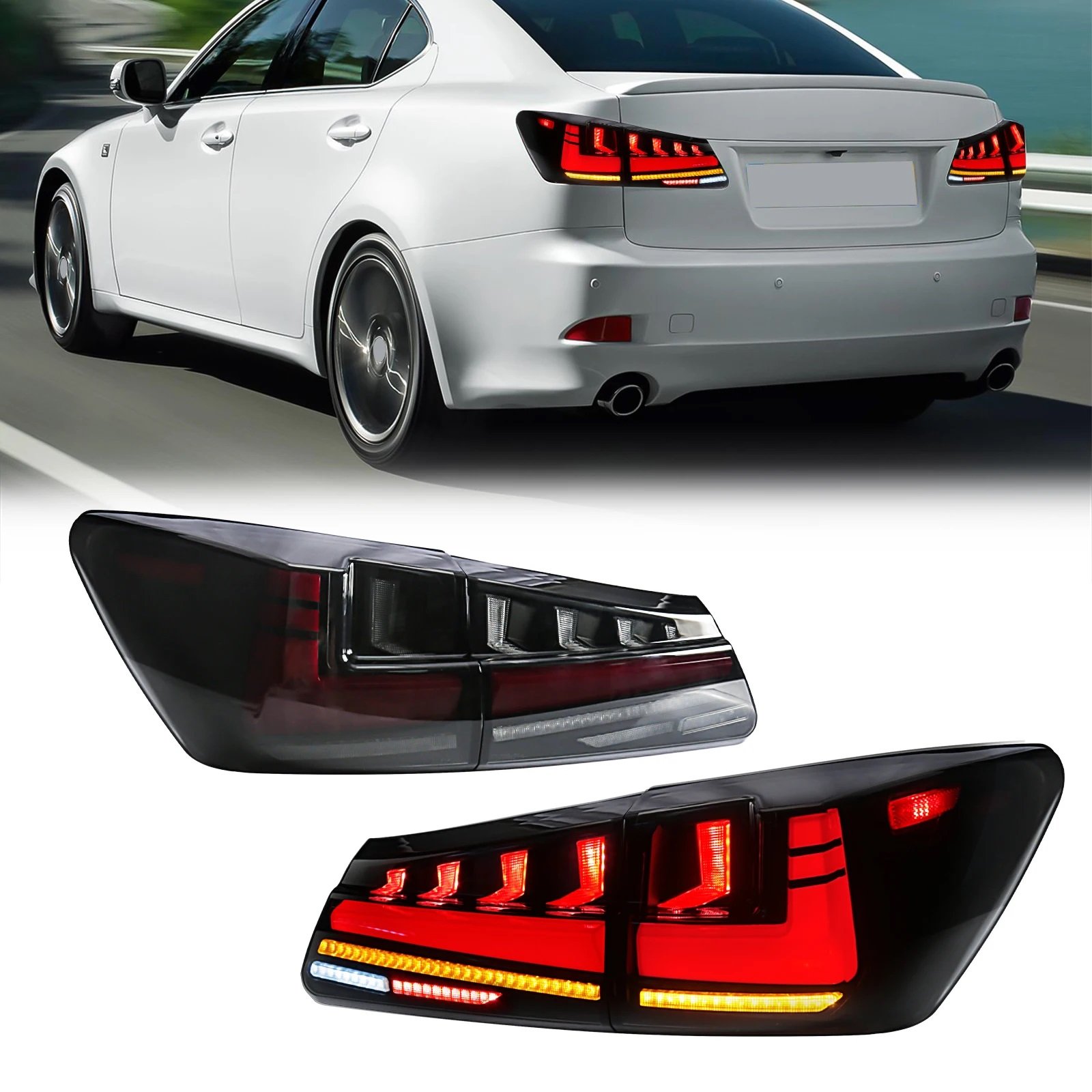 Car Accessories Light Emitting Diode Car Tail Lights for Lexus IS250 IS350 ISF 2007-2012 Rear Bumper LED Turn Signal Lights