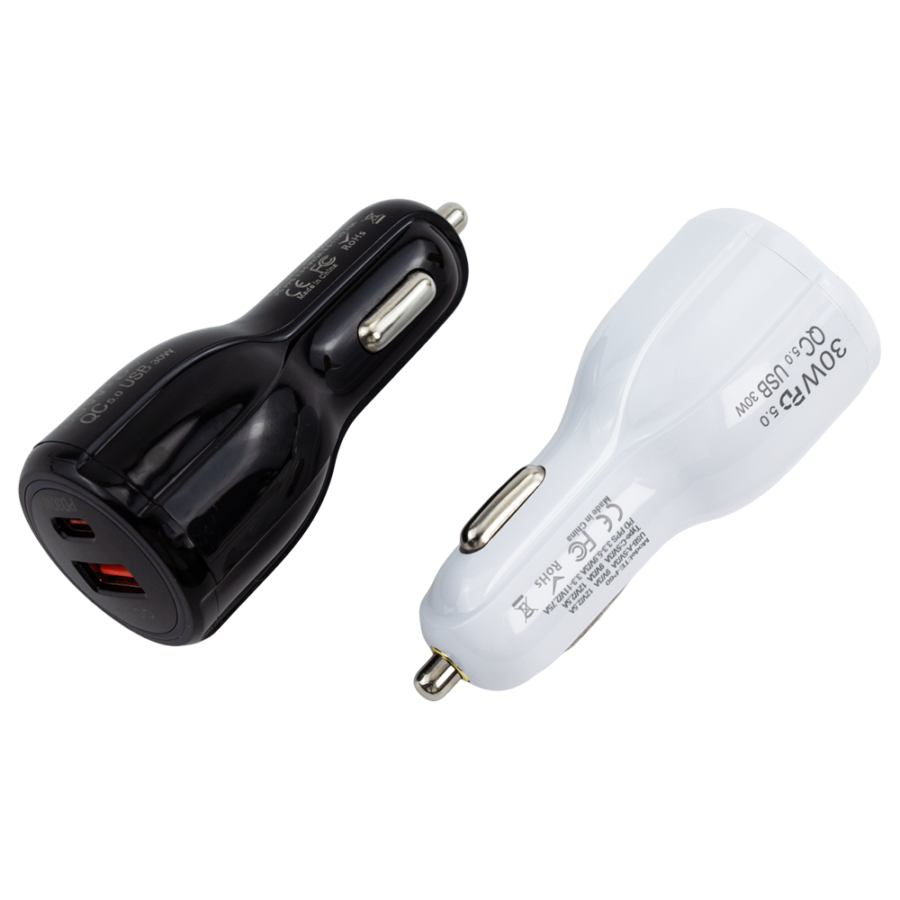 Fast Car Charger 30 W PD QC 5.0 USB 30 W Dual Port USB And Type C Quick Car Charger