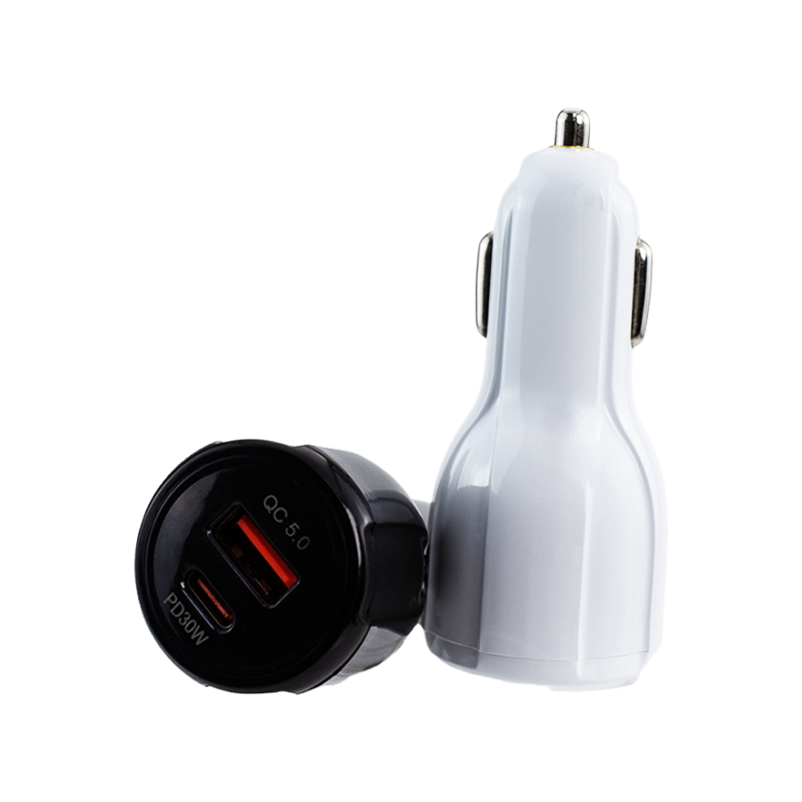 Fast Car Charger 30 W PD QC 5.0 USB 30 W Dual Port USB And Type C Quick Car Charger