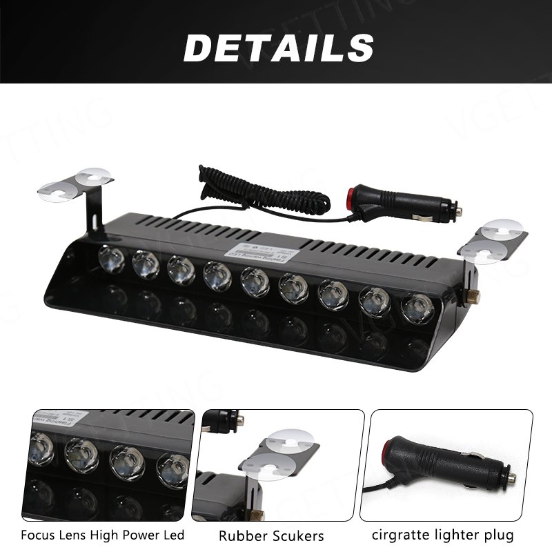 Car Interior Front Windshield Strobe Lights Warning Flashing Beacons Emergency Lamp Auto Accessories Super Bright