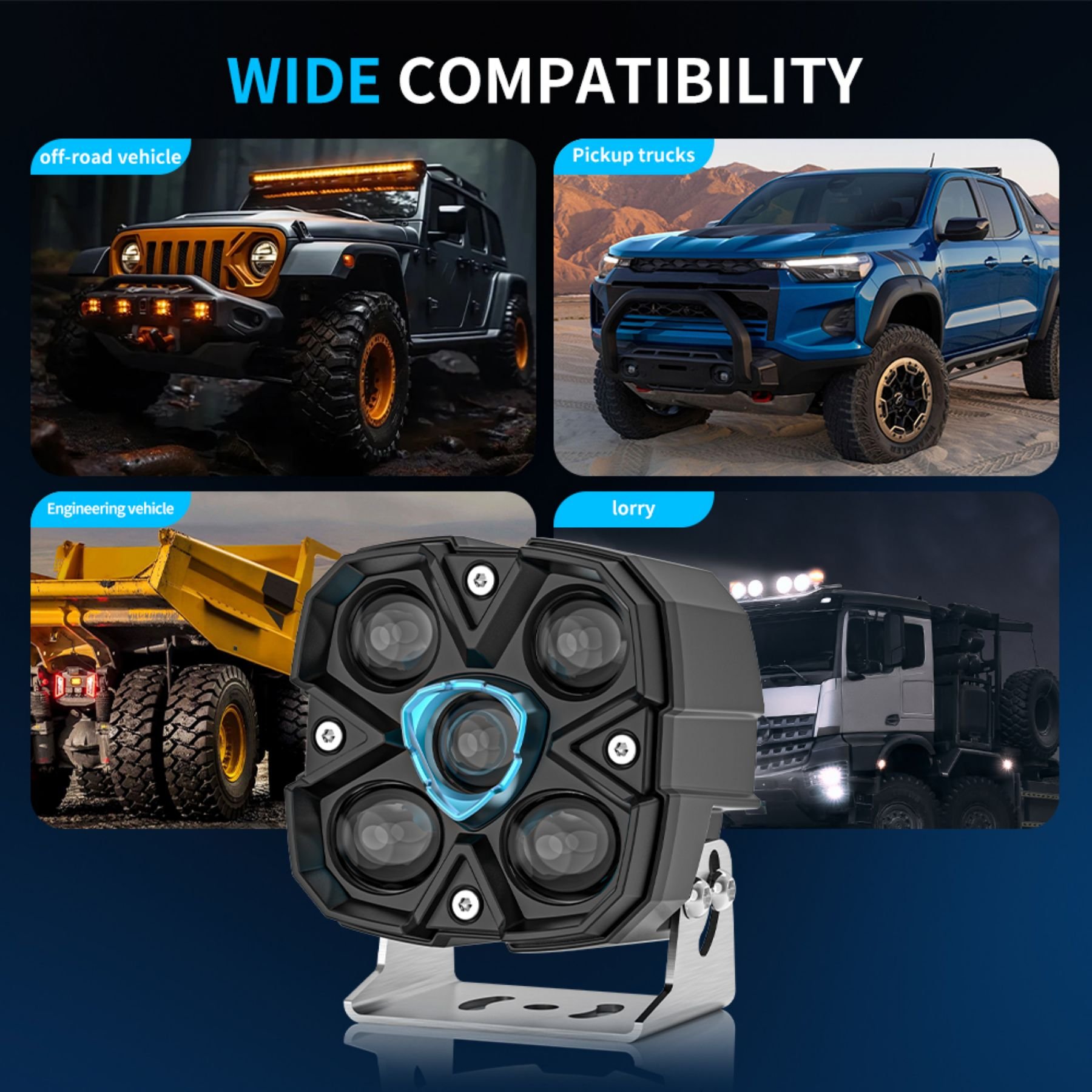 DXZ High Brightness 4Inch Off-road Spotlight with Amber Backlight Led Pods Driving Fog Light For Trucks SUV Forklift Offroad