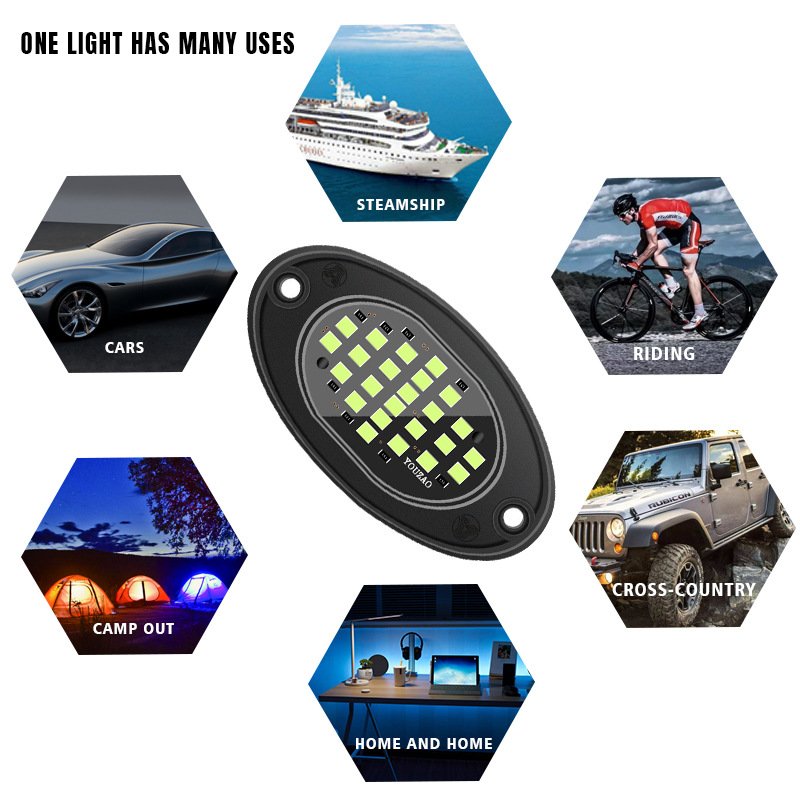 12V 24 LED Pure White Rock Lights for Trucks and Off Road Trailers New Condition Hummer Accessories and Other Car LED Lights