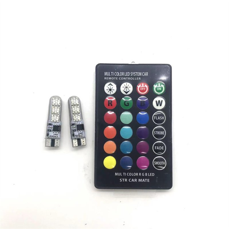 T10 W5W 5050 6SMD RGB Car Wedge Lights RGB Color led small Light Lamp With Remote Controller Flash Strobe