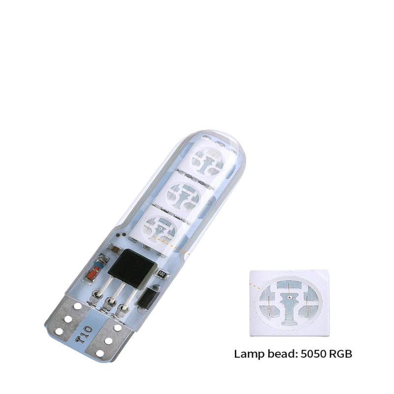 T10 W5W 5050 6SMD RGB Car Wedge Lights RGB Color led small Light Lamp With Remote Controller Flash Strobe