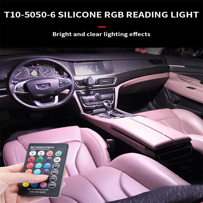 T10 W5W 5050 6SMD RGB Car Wedge Lights RGB Color led small Light Lamp With Remote Controller Flash Strobe