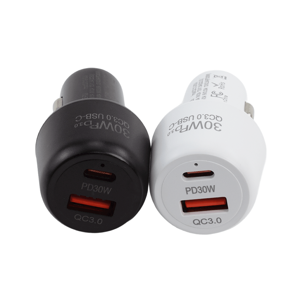 30 W Electric Car Charger PD QC 3.0 Dual Port Charger Adapter For Phone Quick Car Charger