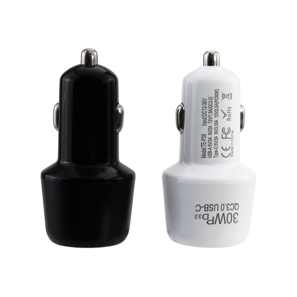 30 W Electric Car Charger PD QC 3.0 Dual Port Charger Adapter For Phone Quick Car Charger