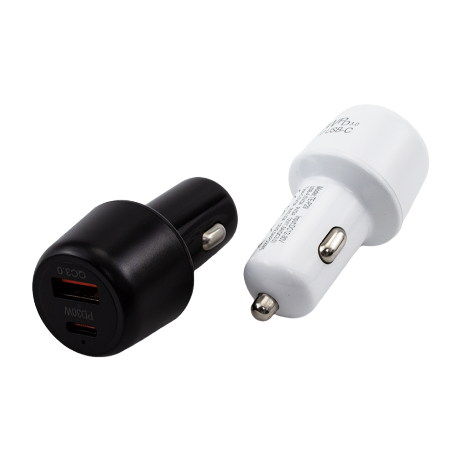 30 W Electric Car Charger PD QC 3.0 Dual Port Charger Adapter For Phone Quick Car Charger