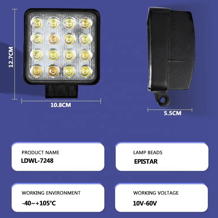 LC Factory Car accessories 4" Inch 48w led lights truck waterproof offroad led work light