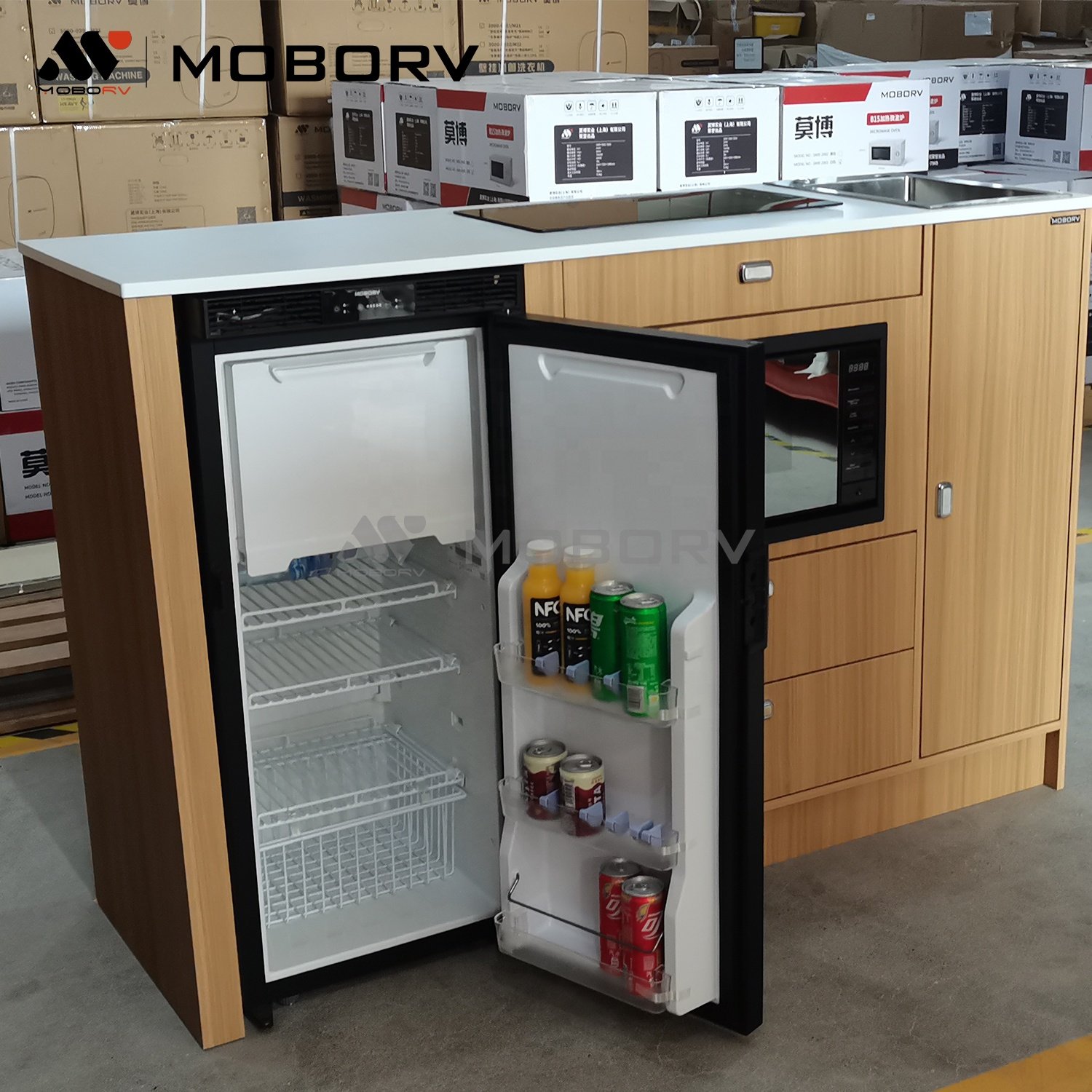 MOBORV CE certified Appliances Bed lift system DYI kit camper van conversion Furniture and Appliance Fridge Microwave and Sink