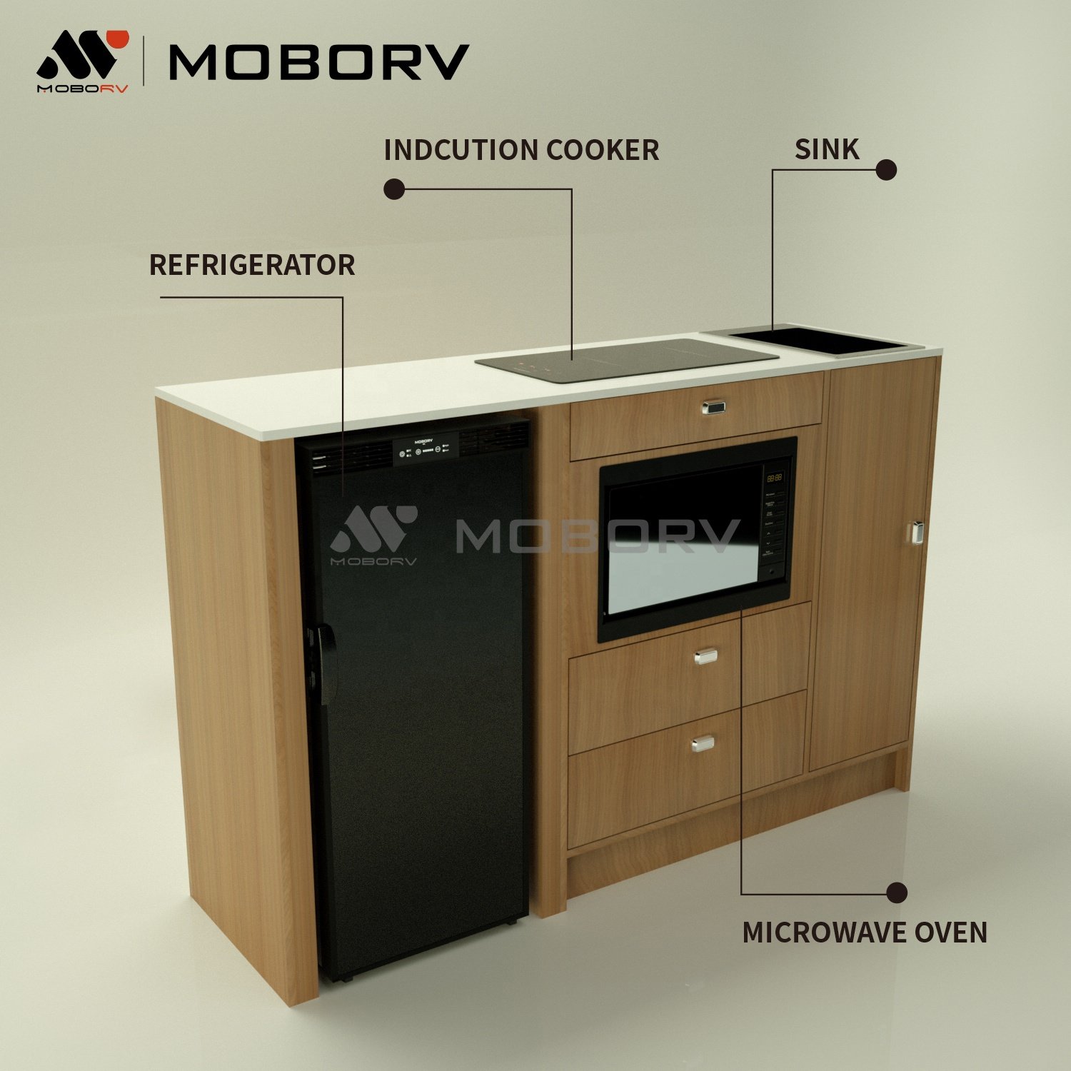 MOBORV CE certified Appliances Bed lift system DYI kit camper van conversion Furniture and Appliance Fridge Microwave and Sink