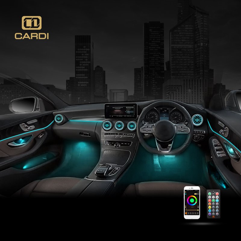 "CARDI" RGB Car Interior Optical Acrylic Strip 12V Decorative Ambient Light APP Others Car Light Accessories LED