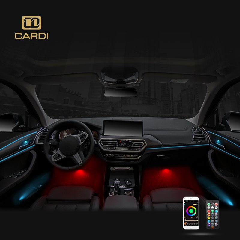 "CARDI" RGB Car Interior Optical Acrylic Strip 12V Decorative Ambient Light APP Others Car Light Accessories LED