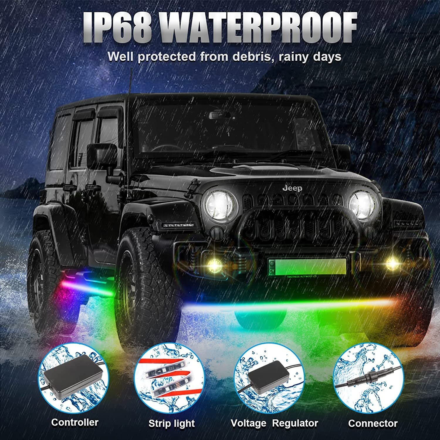 Car Chassis Chasing Color Ambient underbody lights car underglow lights blue tooth dream color for Others Car Light Accessories