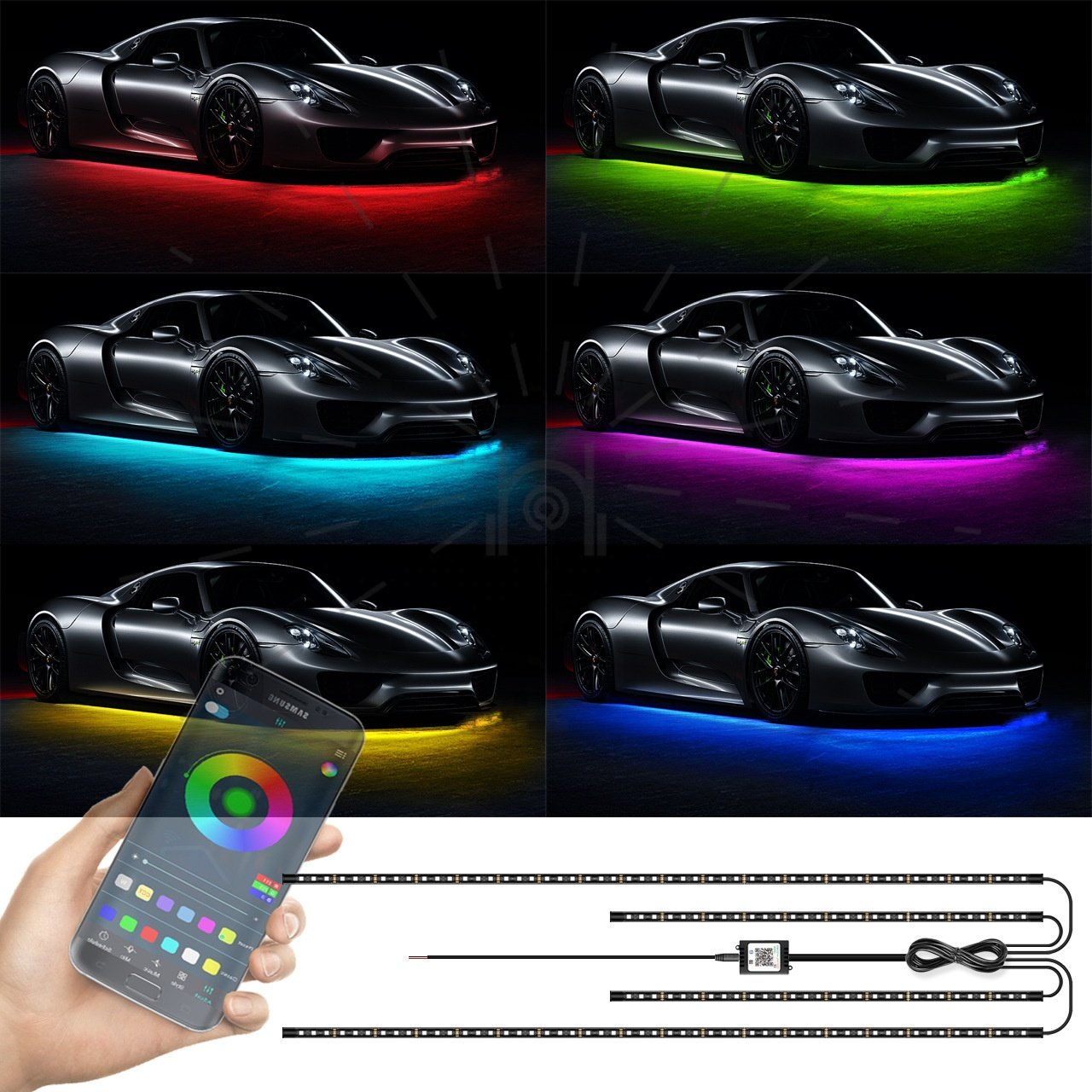Car Chassis Chasing Color Ambient underbody lights car underglow lights blue tooth dream color for Others Car Light Accessories