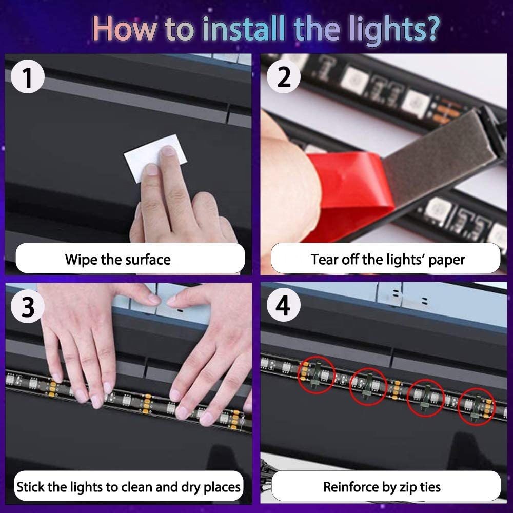 Car Chassis Chasing Color Ambient underbody lights car underglow lights blue tooth dream color for Others Car Light Accessories