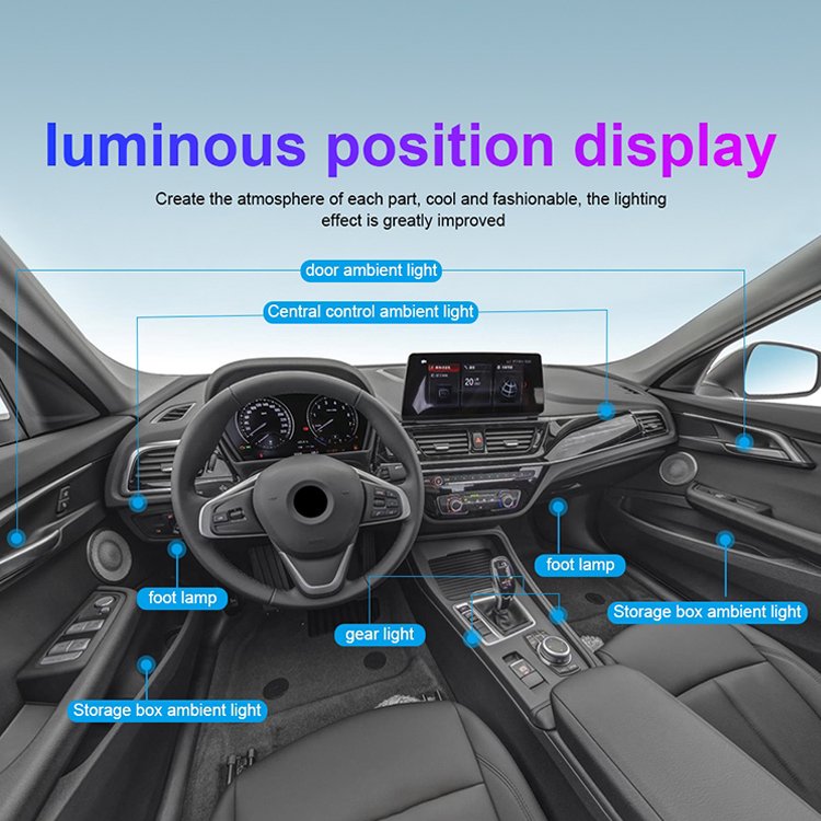 18 IN 1 Car Atmosphere Lights Car Interior Accessories Dynamic Led Ambient Light Vehicle Intelligent Lighting System For Car