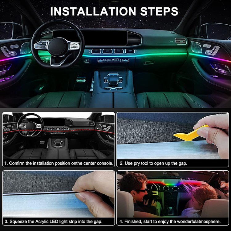 18 IN 1 Car Atmosphere Lights Car Interior Accessories Dynamic Led Ambient Light Vehicle Intelligent Lighting System For Car
