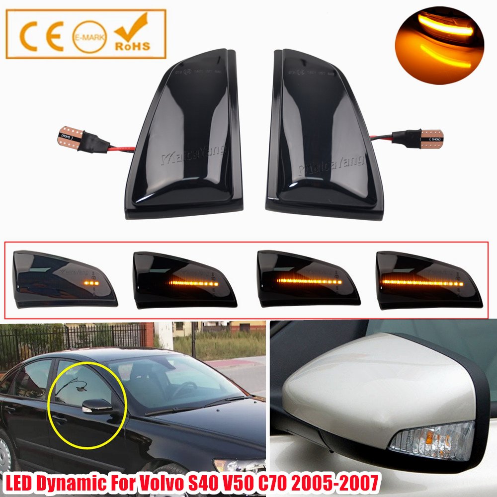 For Volvo S40 V50 C70 2005 2006 2007 Side Mirror Turn Signal Indicator Sequential Dynamic Blinker Light
