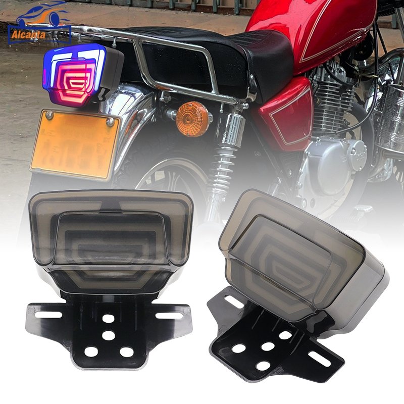 Motorcycle LED Rear Light Electric Motorbike Stop Brake Taillight License Plate Lamp Motorcycle Integrated Indicators Tail Light