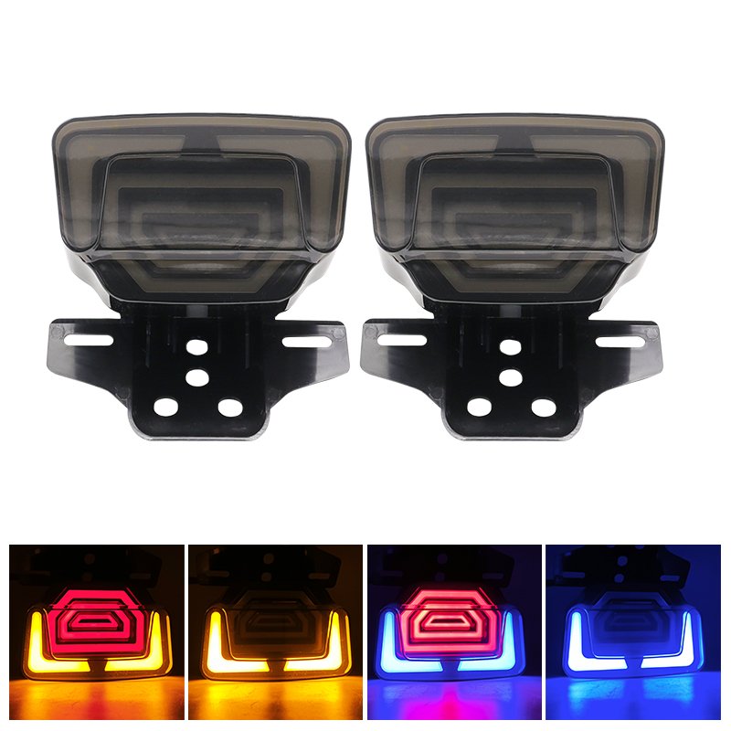 Motorcycle LED Rear Light Electric Motorbike Stop Brake Taillight License Plate Lamp Motorcycle Integrated Indicators Tail Light