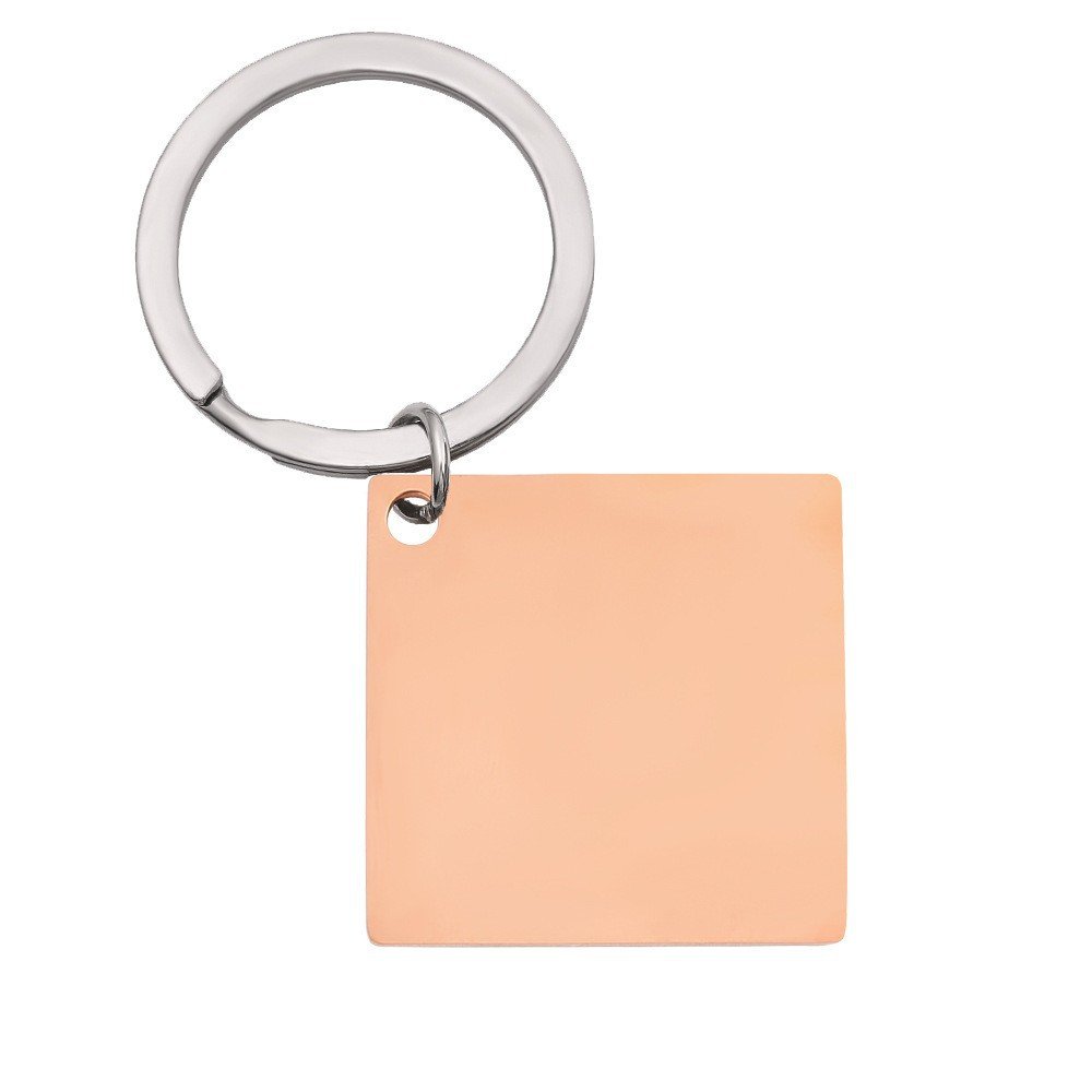 Square Double Hang Tag Light Keychain Mirror Polish Stainless Steel with Engraved Tag for Jewelry Making Blank Keyring