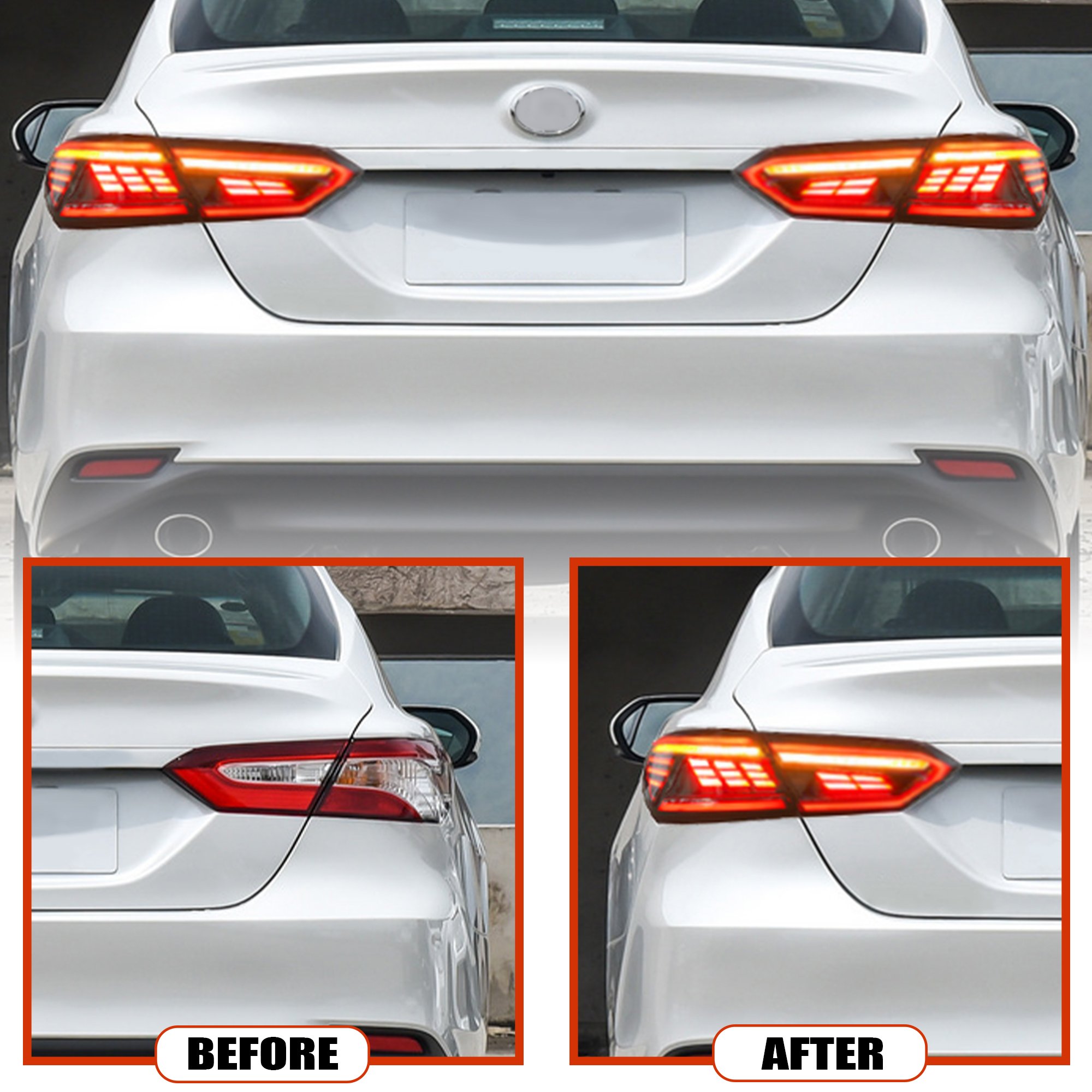 Smoke LED Tail Lights For 2018-2024 Toyota Camry SE XSE LE Lexus Style Sequential Rear Lamps Assembly