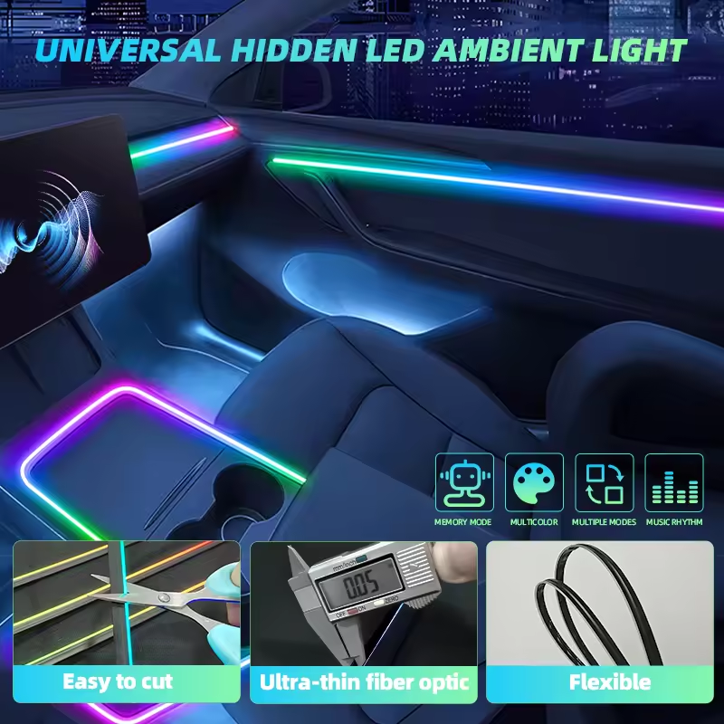 Popular Car Music LED Ambient Light Multi-color 64 Color With 18 in 1 LED Light Car Interior Accessories