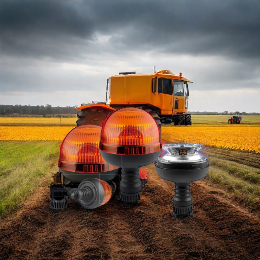 Emergency Car DIN Pole Mount LED Revolving Beacon Signal Lamp Tractor Excavator Sweeper Safety Beacon Warning Light