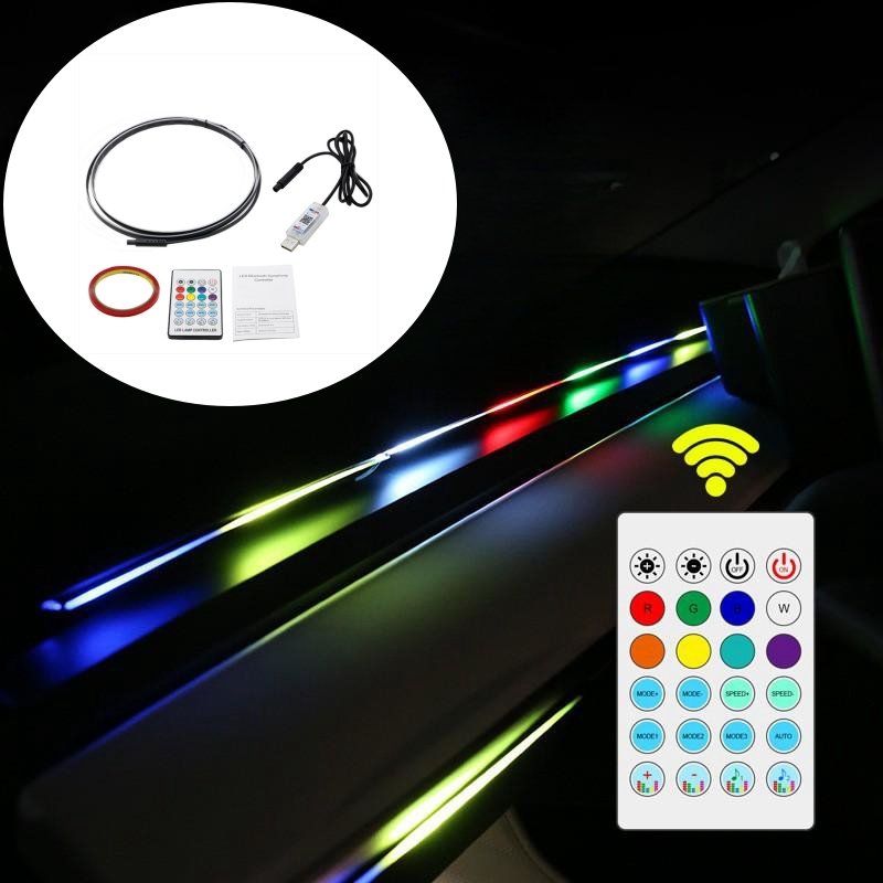 USB 64 Color Car Decorative Ambient Lamp Interior Dashboard Lights Optical Fiber Neon Atmosphere Light Strip
