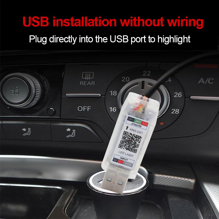 USB 64 Color Car Decorative Ambient Lamp Interior Dashboard Lights Optical Fiber Neon Atmosphere Light Strip
