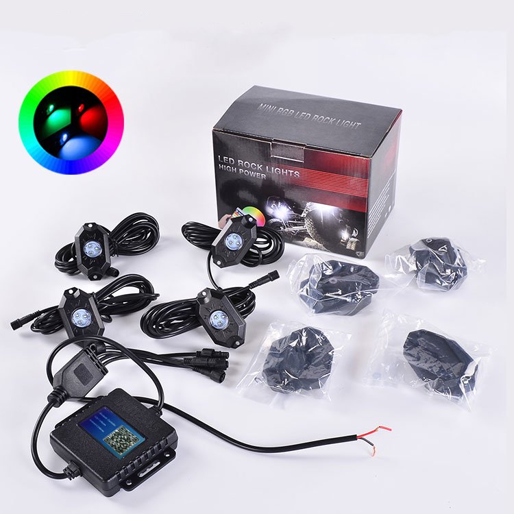 Other Car Light Accessories 8 Pods Wheel Light IP68 Waterproof Pure White 9W RGB Led Rock Lights for Truck Offroad