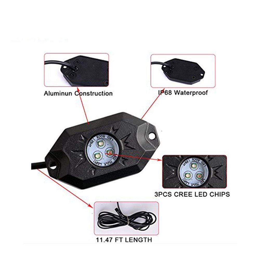 Other Car Light Accessories 8 Pods Wheel Light IP68 Waterproof Pure White 9W RGB Led Rock Lights for Truck Offroad