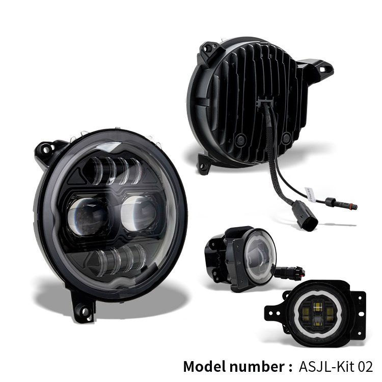 Color Chasing LED Headlight&Foglight Combo RGB Halo for Jeep Wrangler JL Sport Rubicon Sahara Gladiator JT Bluetooth App Control