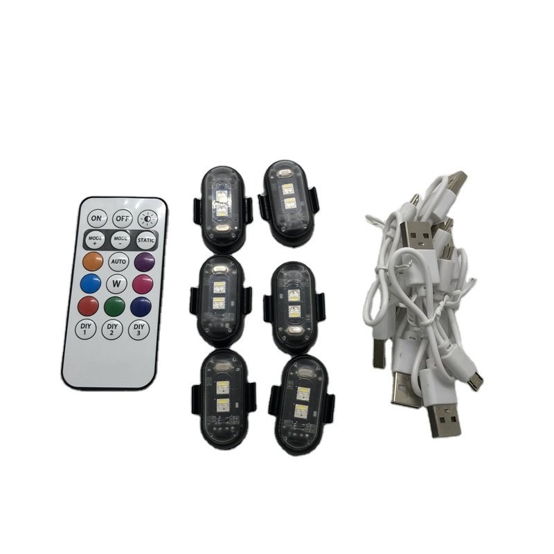 New USB Rechargeable Warning Lamp For cars Modified Drones Aircraft Remote Control Flashing Lights