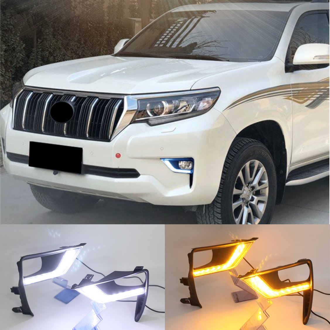 Turn Signal Function 12V Car DRL Lamp LED Daytime Running Light For Toyota Land Cruiser Prado 150 2018 2019