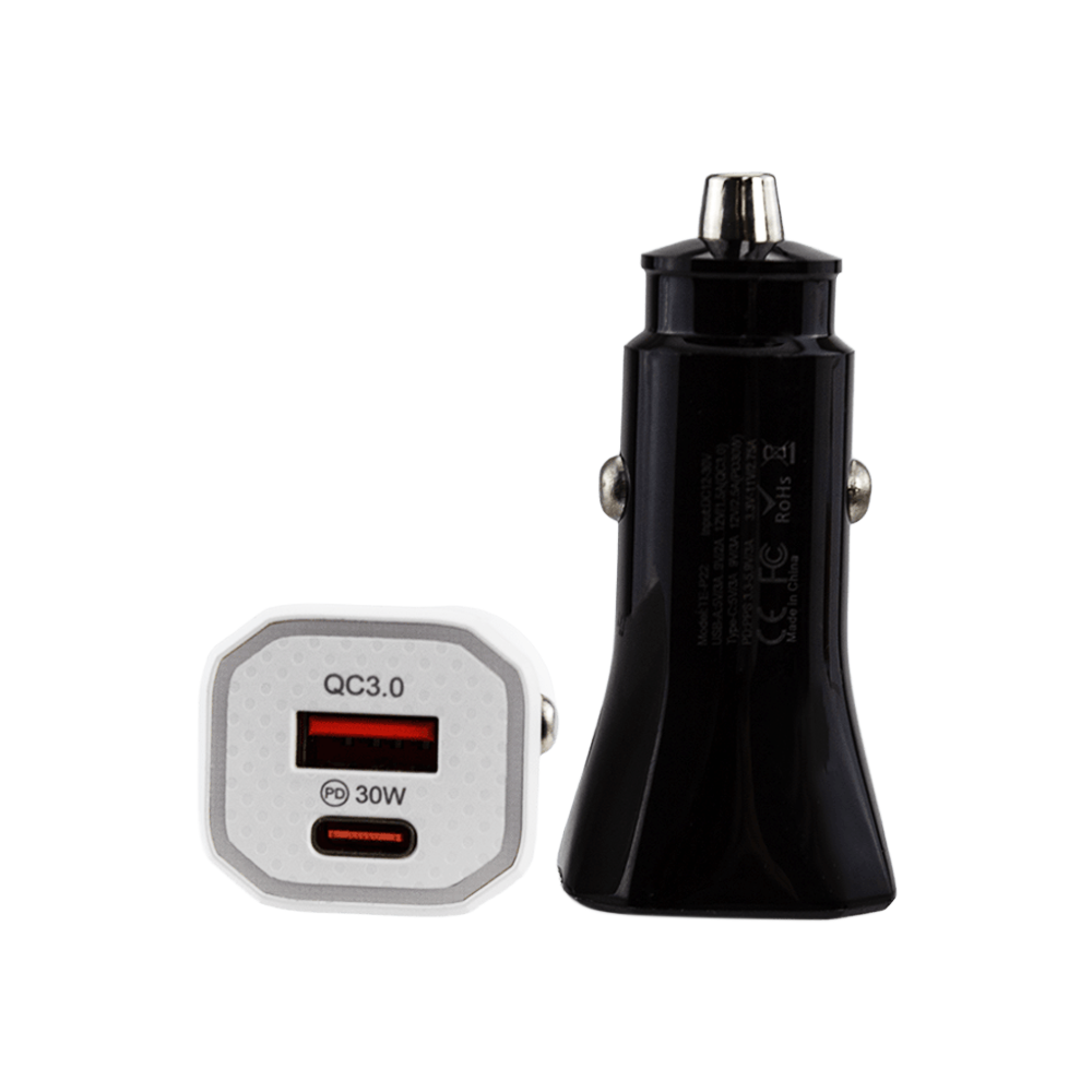 QC 3.0 PD 30 W Type C Laptop Fast Car Charger Smart Portable Dual USB Car Adapter Mobile Phone