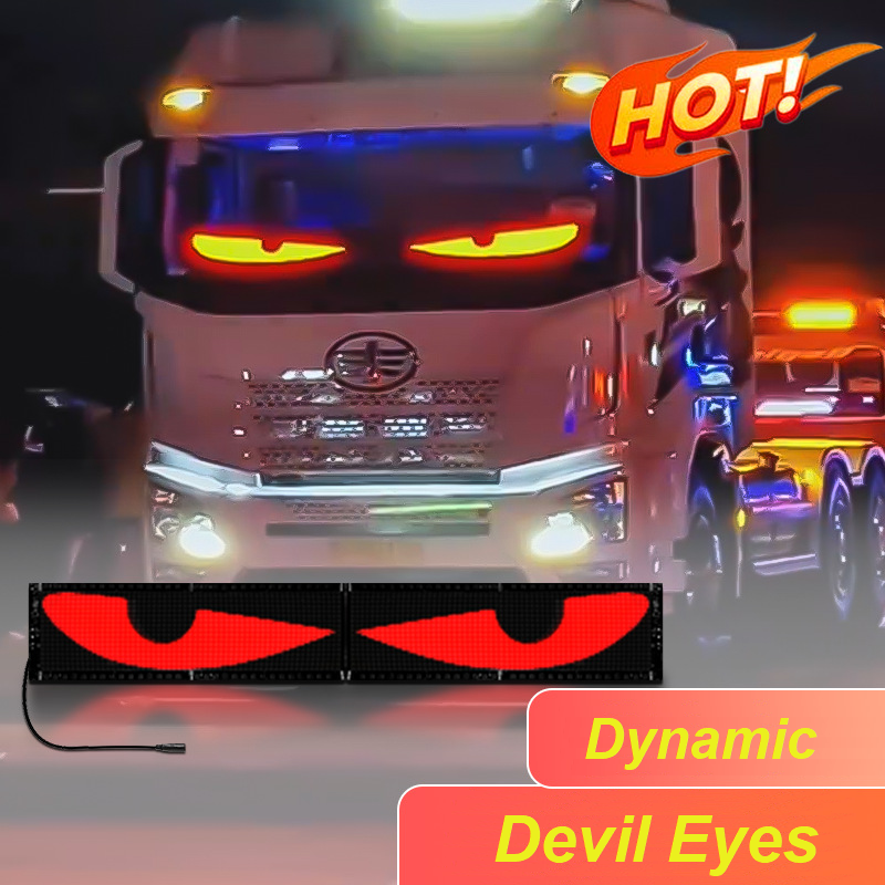 Car Dyamic Devil Eyes Windshield Flexible LED Panel Animation Display Smart Scrolling Message Soft LED Sign Board For Trucks