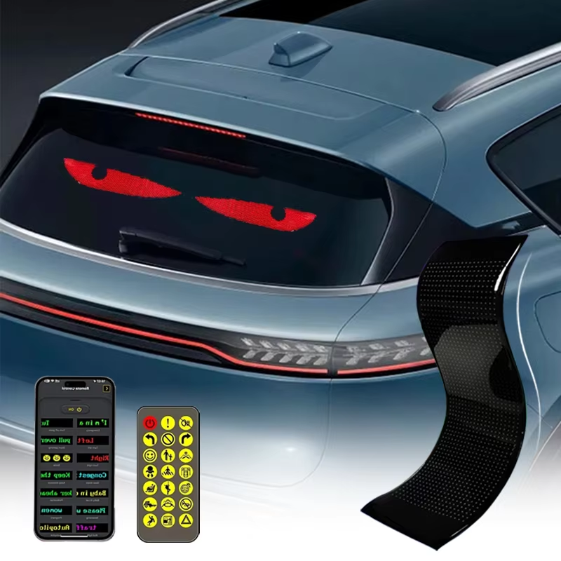 Car Dyamic Devil Eyes Windshield Flexible LED Panel Animation Display Smart Scrolling Message Soft LED Sign Board For Trucks