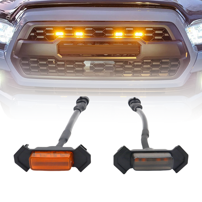4X Grille LED Light Kit Amber Lens For Toyota Tacoma Pro Raptor Style 2016-2021