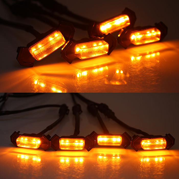 4X Grille LED Light Kit Amber Lens For Toyota Tacoma Pro Raptor Style 2016-2021