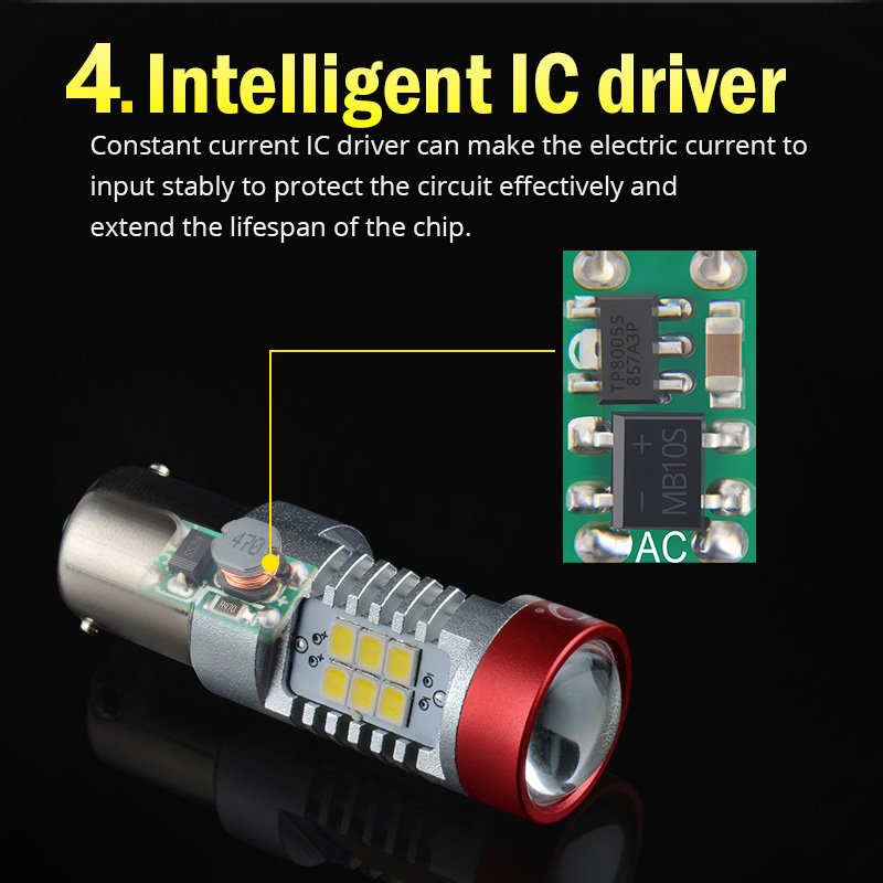 NAO Hot Sale T20 Led Vehicle Lighting P21W Auto Led 7443 1157 Amber White Red T20 Led