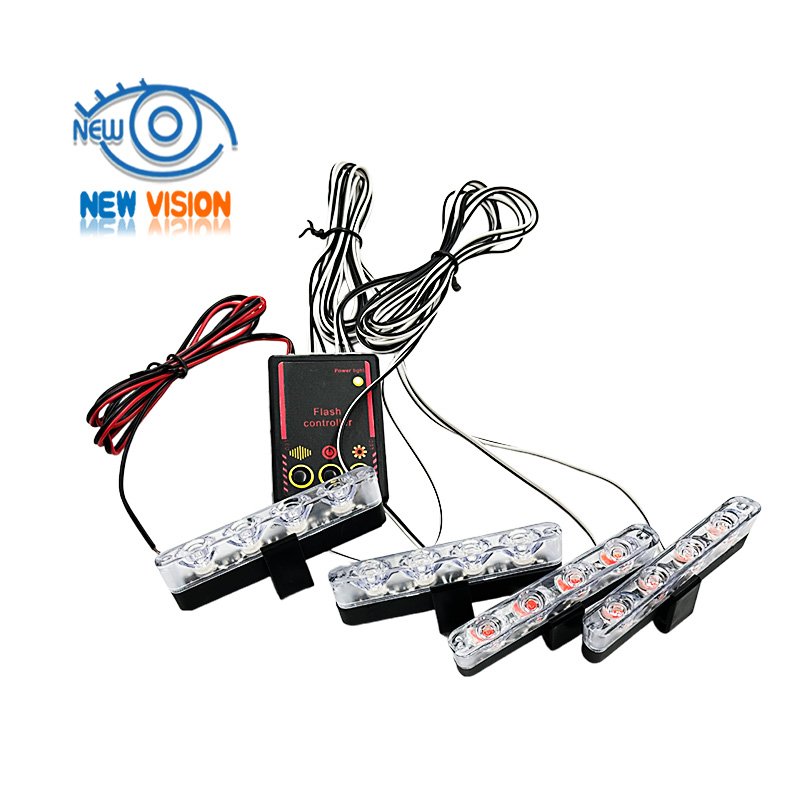 DC12V ice blue Led Warning lights motorcycle Flashing Light ION mirror split flasher car vehicle white strobe light