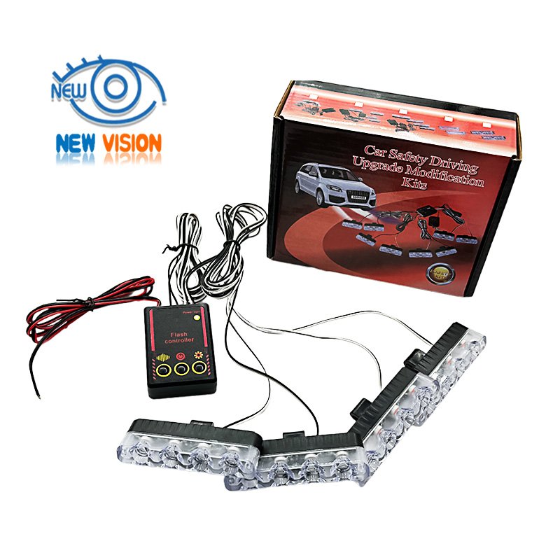 DC12V ice blue Led Warning lights motorcycle Flashing Light ION mirror split flasher car vehicle white strobe light