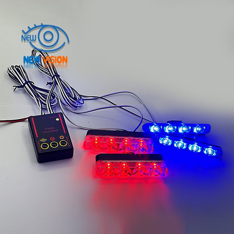 DC12V ice blue Led Warning lights motorcycle Flashing Light ION mirror split flasher car vehicle white strobe light