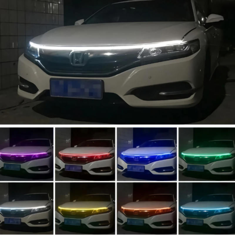 LED Car Hood Lights Strip Flexible Auto Engine Cover Decoration Atmosphere Lamp Modified Car Hood Daytime Running Light