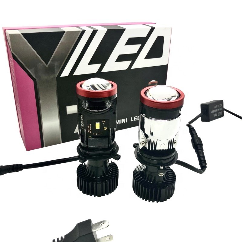 Y7D H4 45W 9600LM 6000K LED Projector Headlamps with Lens 12v Mini projector for Car and Motorcycle
