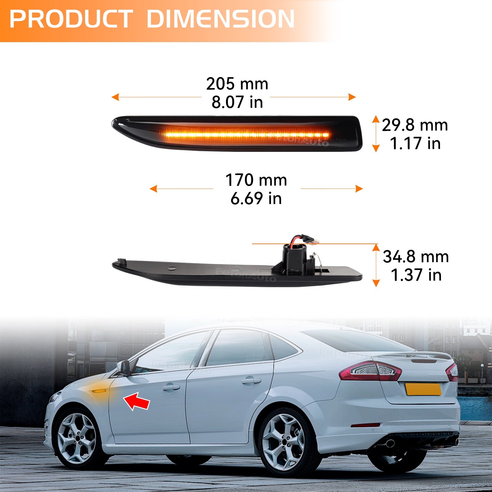 Wholesales Sequential LED Side Marker signal Lights for Ford Mondeo Mk4 Hatchback Saloon Estate 07-15 blinker indicator lamps